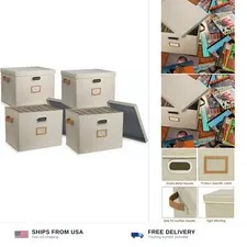 12-Inch Vinyl Record Storage Boxes with Lids and Handles, Stylish and Practic...