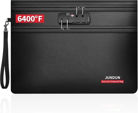 Fireproof Document Bag with Lock (14.2" X 10.2"), 6400℉ Fireproof Money Bag for