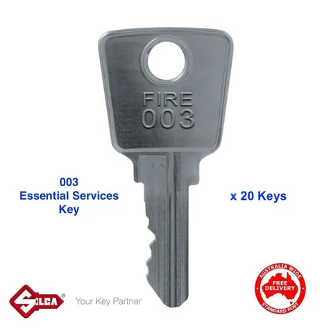 Fire Brigade 003 Key, Essential Services, MFB, Emergency Services  x 20 Keys