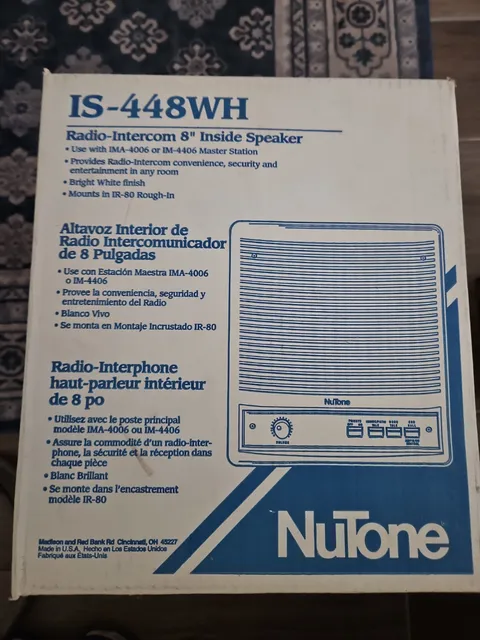 White Nutone IS-448WH Indoor 8" Intercom Speaker IS448 IM4406 IMA4406 
