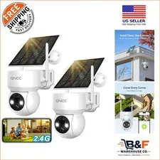 2-Pack Solar Security Cameras: 360° View with AI Detection & Color Night Vision