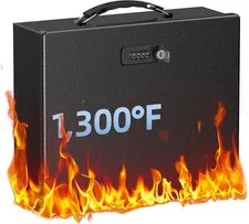 Fireproof Document Box with Combination & Key Lock | Water Resistant, Large Meta