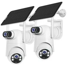 Dual Lens Solar Security Camera Wireless Outdoor – 2.5K HD No Blind Spot with...