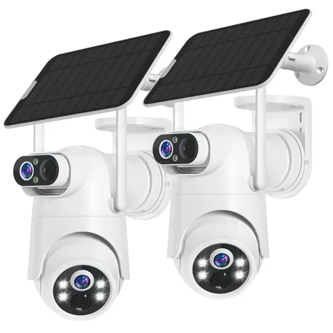 Dual Lens Solar Security Camera Wireless Outdoor – 2.5K HD No Blind Spot with...