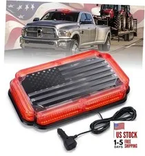  108 LED Roof Top Strobe Light, US Flag Pattern Firefighter Flashing Light, Red