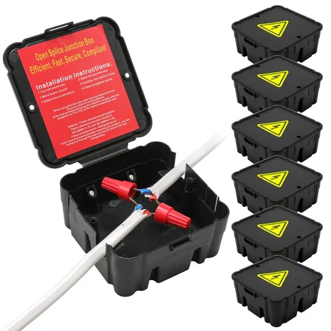 Black Open Splice Junction Box (6 Pack)，Open Splices Repair black