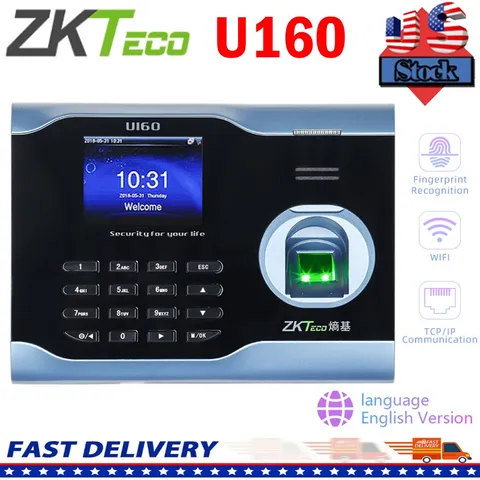 ZKTeco U160 WiFi Fingerprint Recognition Time Clock Attendance 3" Color Screen