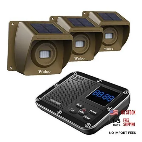 Solar Driveway Alarm Wireless Outside 1800ft Range, 1 receiver & 3 sensors