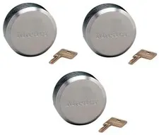 Master Lock 2-7/8" 6271KAW700A-80030 Keyed Alike Puck Shackleless Locks - 3 Pack