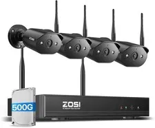 ZOSI 8CH 3MP Wireless Security Camera System AI Detect Night Vision Audio 500GB