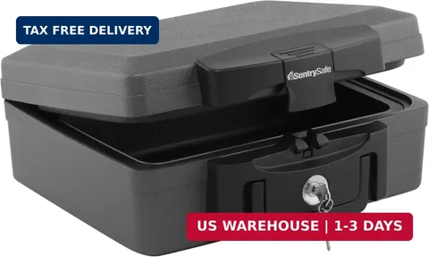 SentrySafe Fireproof and Waterproof Safe, Black Portable Lock Box with Key Lock