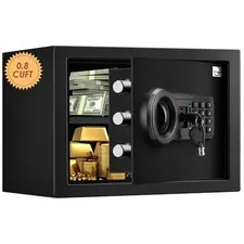 Fireproof Waterproof Safe Box Solid Alloy Steel Small Lock Box 0.8 Cuft Black