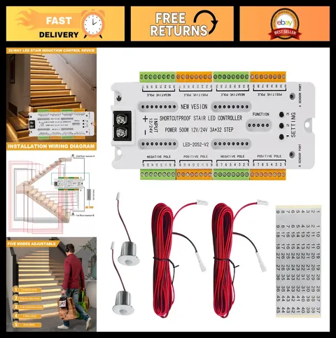 32-Channel Motion Sensor LED Stair Controller - Auto Lighting, Short Circuit Pro