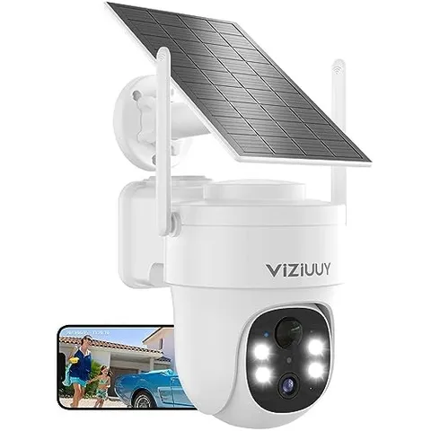 3PT2 - VIZIUUY SOLAR SECURITY CAMERAS WIRELESS 3MP PAN TILT 360°WIFI VZ