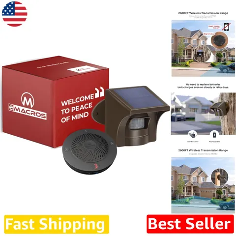 Solar Driveway Alarm 1/2 Mile Long Range Wireless Outdoor Motion Sensor Receiver