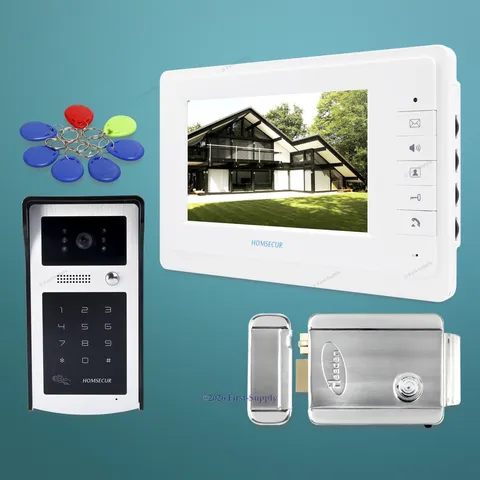 7inch Hands-free Video Door Phone Intercom System with Keyfobs Password Keypad