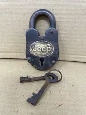 Jeep Tag on Cast Iron Padlock Antique Finish with 2 Keys Really Works