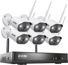 ZOSI 8CH 3MP 6 Camera WiFi Security Camera System No HDD Two-Way Audio AI Detect