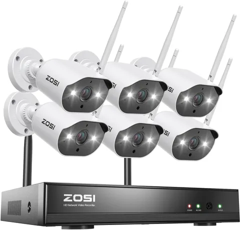 ZOSI 8CH 3MP 6 Camera WiFi Security Camera System No HDD Two-Way Audio AI Detect