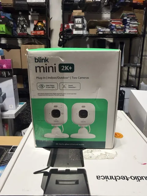 Blink Mini 2K+ Compact plug-in security camera 2K video resolution 2 Pack NEW