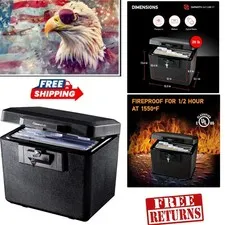 Secure Fireproof Document Safe with Key Lock - 0.61 Cubic Feet Capacity