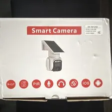 Smart Camera 720p Outdoor Solar Wi‑Fi IP Security Camera PIR 2‑Way Audio White