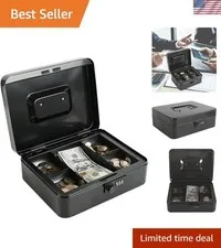 Steel Cash Box Safe with Combination Lock,Money Safe Box with Removable Coin ...