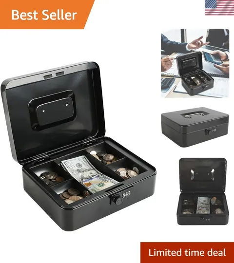 Steel Cash Box Safe with Combination Lock,Money Safe Box with Removable Coin ...