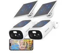 2pc 2.4G/5G WiFi Cameras for Home Security with Double Solar Panels, 2K Solar...