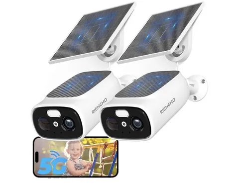 2pc 2.4G/5G WiFi Cameras for Home Security with Double Solar Panels, 2K Solar...