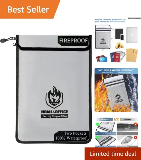 2000℉ Fireproof & Waterproof Money Bag – Secure Two-Pocket Organizer