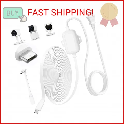 delilyn 25FT Outdoor Power Adapter for WYZE Cam V4, Cam OG/V3/V3 Pro, L-Shape Mi