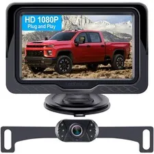 15-Minute Easy to Install Backup 4.3" Monitor with Camera, Black-One Pack