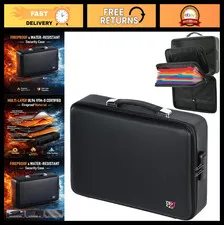 Fireproof Waterproof Document Box Safe with Lock - Hard-Shell Storage for Laptop