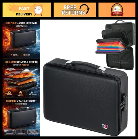 Fireproof Waterproof Document Box Safe with Lock - Hard-Shell Storage for Laptop