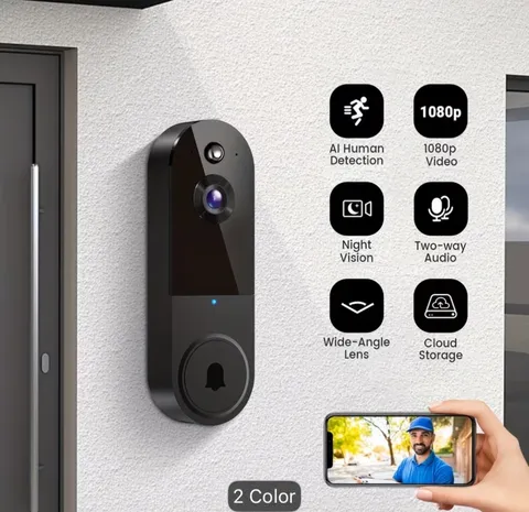 1080P Video Doorbell Camera, Intelligent Body Detection, Cloud Storage, Real-tim