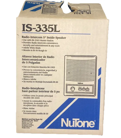 NuTone IS-335L Indoor 5" Radio-Intercom Speaker, Use w/ IM-3303 Master - NEW