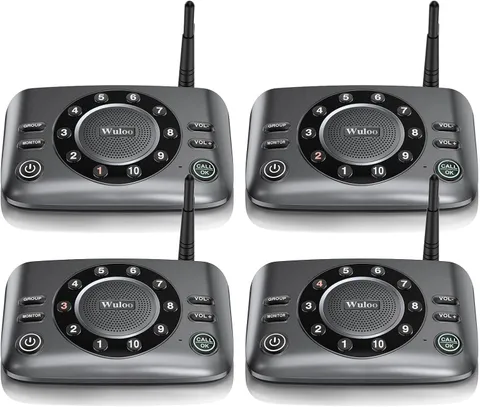 Wuloo Wireless Hands-Free Two-Way Intercoms for Home and Business, Pack of 4