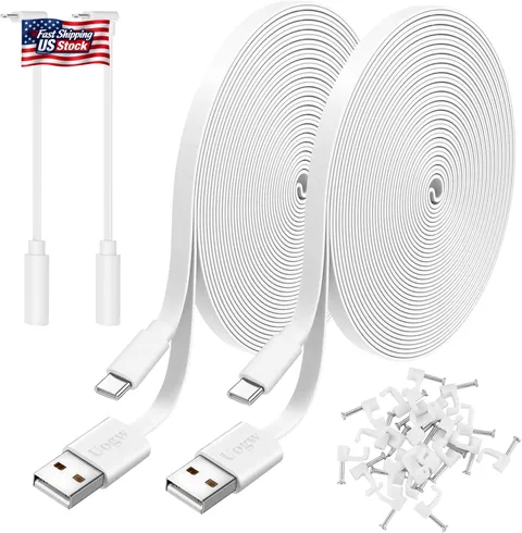2 Pack 20FT Power Extension Cable Compatible with Wyze Cam V4/V3/Og,Wyze Cam Pan