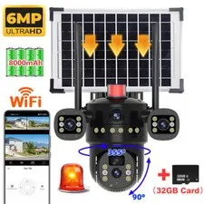 2 Lens Solar Battery Wireless Security Camera 360° PTZ Outdoor Wifi CCTV IP Cam
