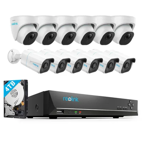 Reolink 8MP 16CH NVR 8MP POE Security IP Camera System 24/7 Recording 4TB HDD