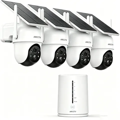 Security Cameras Outdoor Wireless 4 Cam-Kit No Subscription Required Solar-Power
