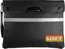 Fireproof Document Money Bag, Waterproof Zipper Pouch with Lock