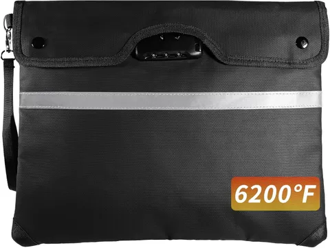 Fireproof Document Money Bag, Waterproof Zipper Pouch with Lock
