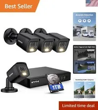 8CH H.265+ 3K Lite Wired Security Camera System with AI Human/Vehicle Detecti...