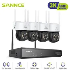 SANNCE Wireless 8CH NVR Color 5MP PT WIFI Security Camera System Two Way Audio