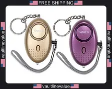 Personal Alarm for Women 140DB Self-Defense Keychain with LED Light 2 Pack Gold
