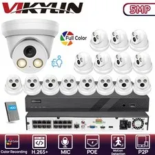 VIKYLIN 16POE 16CH NVR System Full Color 5MP IP CAMERA Audio Turret homekit lot