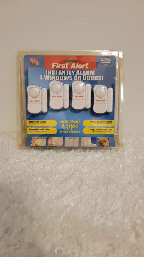 First Alert Instantly Alarm 4 Windows or Doors Peel & Stick security  new Sealed