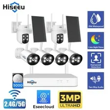 6PCS Hiseeu 10CH NVR 3MP 5G WIFI Outdoor IP Security Camera System CCTV 500G HDD